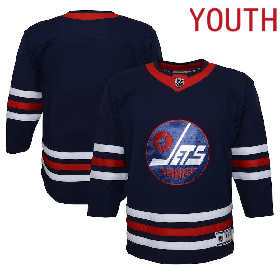 Youth Winnipeg Jets Navy Alternate Premier NHL Jersey->more nhl jerseys->NHL Jersey